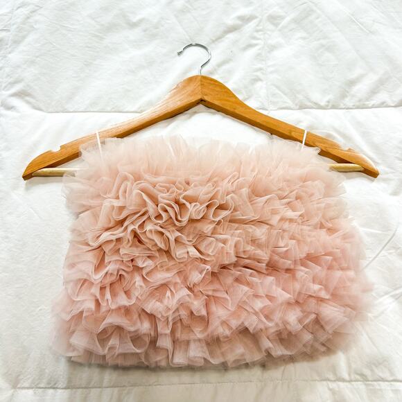 NWT Zara Pink Tulle Strapless Ruffle Crop Top XS Blogger Favorite Party Tube Top - Picture 5 of 9